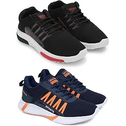 Men's Sports Running Shoes Stylish Design, Pack of 2 Multicolor