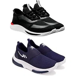 Men's Sports Running Shoes Stylish Design, Pack of 2 Multicolor