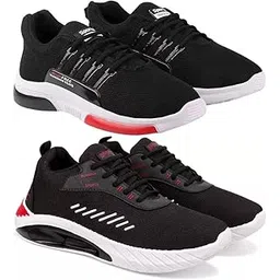 Men's Sports Running Shoes Stylish Design, Pack of 2 Multicolor