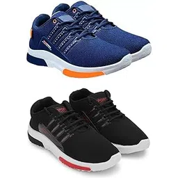 Men's Sports Running Shoes Stylish Design, Pack of 2 Multicolor