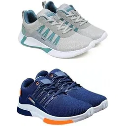 Men's Sports Running Shoes Stylish Design, Pack of 2 Multicolor