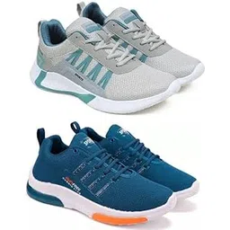 Men's Sports Running Shoes Stylish Design, Pack of 2 Multicolor