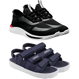 Men's Sports Running Shoes Stylish Design, Pack of 2 Multicolor