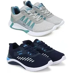 Men's Sports Running Shoes Stylish Design, Pack of 2 Multicolor