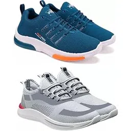 Men's Sports Running Shoes Stylish Design, Pack of 2 Multicolor