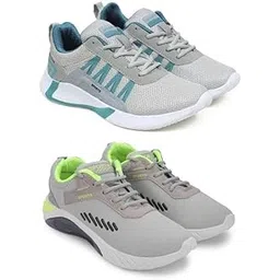 Men's Sports Running Shoes Stylish Design, Pack of 2 Multicolor