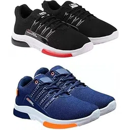 Men's Sports Running Shoes Stylish Design, Pack of 2 Multicolor