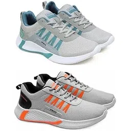 Men's Sports Running Shoes Stylish Design, Pack of 2 Multicolor