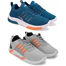 Men's Sports Running Shoes Stylish Design, Pack of 2 Multicolor