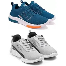 Men's Sports Running Shoes Stylish Design, Pack of 2 Multicolor