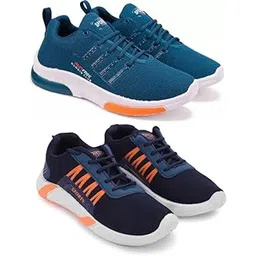 Men's Sports Running Shoes Stylish Design, Pack of 2 Multicolor