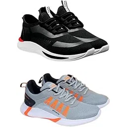 Men's Sports Running Shoes Stylish Design, Pack of 2 Multicolor