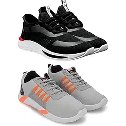 Men's Sports Running Shoes Stylish Design, Pack of 2 Multicolor