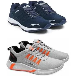 Men's Sports Running Shoes Stylish Design, Pack of 2 Multicolor