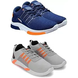 Men's Sports Running Shoes Stylish Design, Pack of 2 Multicolor