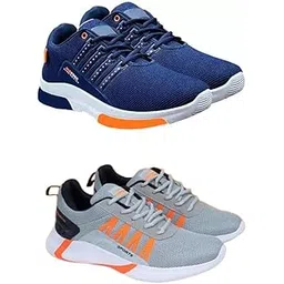 Men's Sports Running Shoes Stylish Design, Pack of 2 Multicolor