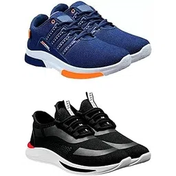 Men's Sports Running Shoes Stylish Design, Pack of 2 Multicolor