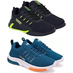 Men's Sports Running Shoes Stylish Design, Pack of 2 Multicolor