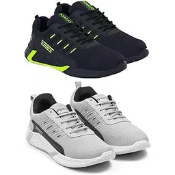 Men's Sports Running Shoes Stylish Design, Pack of 2 Multicolor