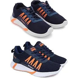 Men's Sports Running Shoes Stylish Design, Pack of 2 Multicolor