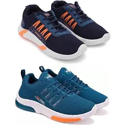 Men's Sports Running Shoes Stylish Design, Pack of 2 Multicolor