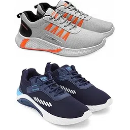 Men's Sports Running Shoes Stylish Design, Pack of 2 Multicolor