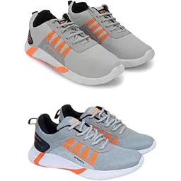 Men's Sports Running Shoes Stylish Design, Pack of 2 Multicolor