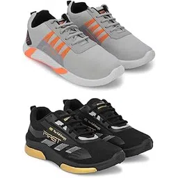Men's Sports Running Shoes Stylish Design, Pack of 2 Multicolor