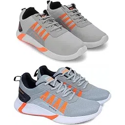 Men's Sports Running Shoes Stylish Design, Pack of 2 Multicolor
