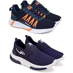 Men's Sports Running Shoes Stylish Design, Pack of 2 Multicolor