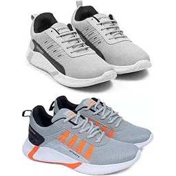 Men's Sports Running Shoes Stylish Design, Pack of 2 Multicolor