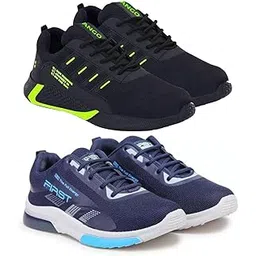 Men's Sports Running Shoes Stylish Design, Pack of 2 Multicolor