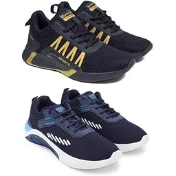 Men's Sports Running Shoes Stylish Design, Pack of 2 Multicolor