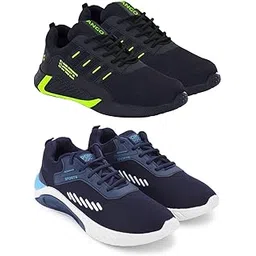 Men's Sports Running Shoes Stylish Design, Pack of 2 Multicolor