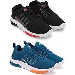 Men's Sports Running Shoes Stylish Design, Pack of 2 Multicolor