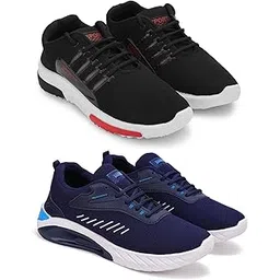 Men's Sports Running Shoes Stylish Design, Pack of 2 Multicolor