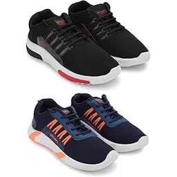 Men's Sports Running Shoes Stylish Design, Pack of 2 Multicolor