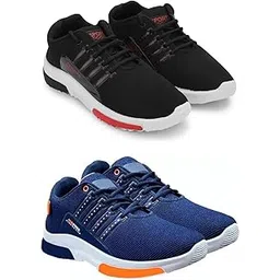 Men's Sports Running Shoes Stylish Design, Pack of 2 Multicolor