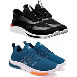 Men's Sports Running Shoes Stylish Design, Pack of 2 Multicolor