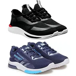 Men's Sports Running Shoes Stylish Design, Pack of 2 Multicolor