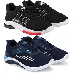 Men's Sports Running Shoes Stylish Design, Pack of 2 Multicolor