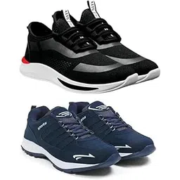 Men's Sports Running Shoes Stylish Design, Pack of 2 Multicolor