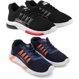 Men's Sports Running Shoes Stylish Design, Pack of 2 Multicolor