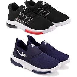 Men's Sports Running Shoes Stylish Design, Pack of 2 Multicolor