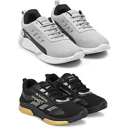 Men's Sports Running Shoes Stylish Design, Pack of 2 Multicolor