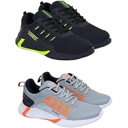 Men's Sports Running Shoes Stylish Design, Pack of 2 Multicolor