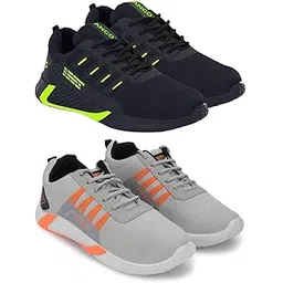 Men's Sports Running Shoes Stylish Design, Pack of 2 Multicolor