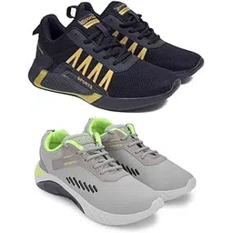 Men's Sports Running Shoes Stylish Design, Pack of 2 Multicolor
