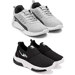 Men's Sports Running Shoes Stylish Design, Pack of 2 Multicolor