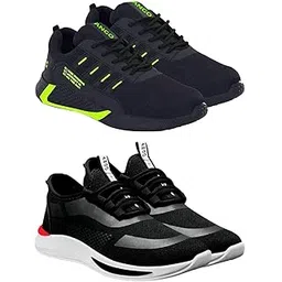 Men's Sports Running Shoes Stylish Design, Pack of 2 Multicolor